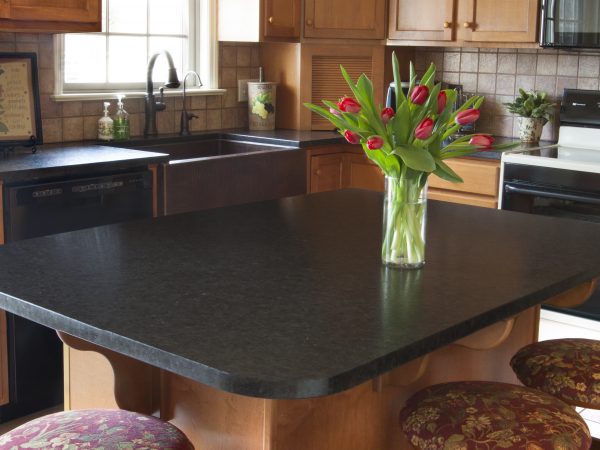 brand new black quartz kitchen island