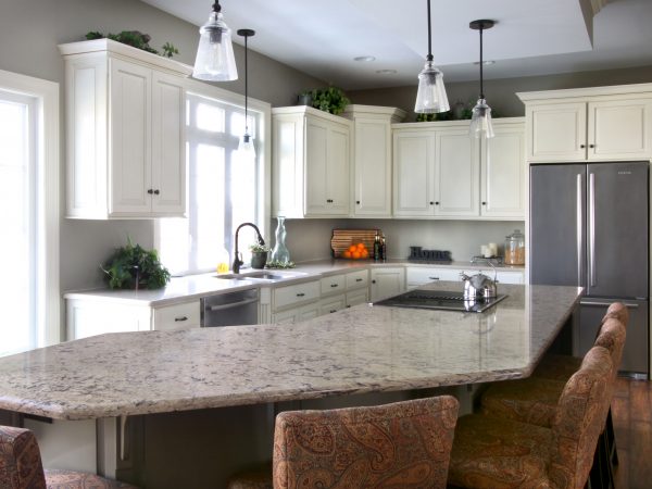large granite kitchen island
