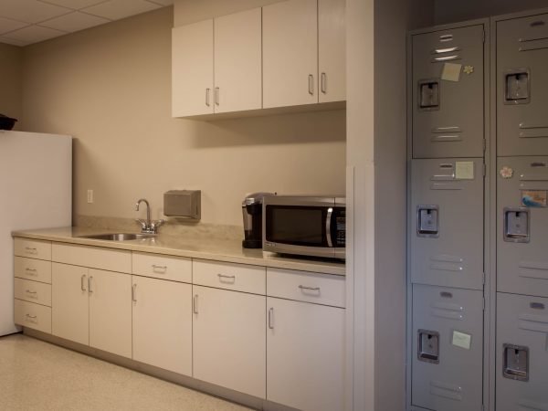 beige medical office cabinets and countertop