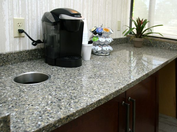 gray granite countertop in medical office