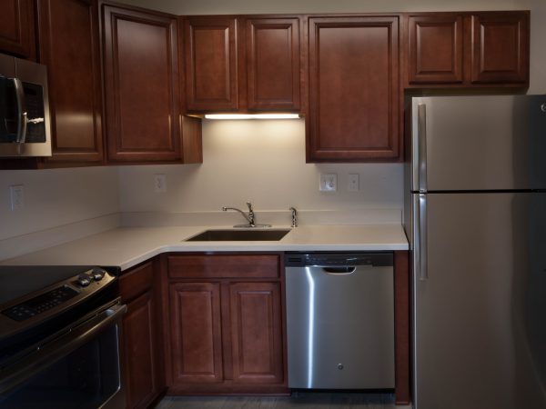 dark hardwood kitchen cabinets