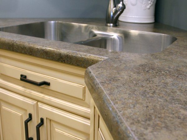 laminate kitchen countertop surface around sink