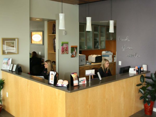 wooden countertops and cabinets for dental office