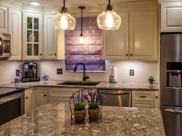 close up of quartz countertops