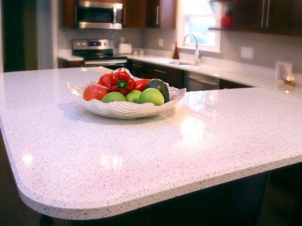 custom built quartz kitchen island