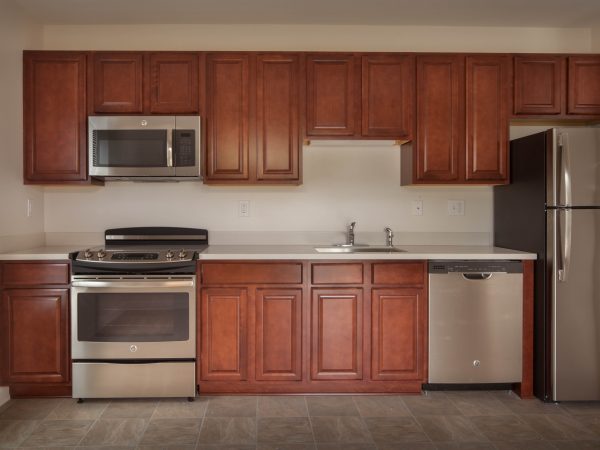 hardwood cabinets installation in apartment