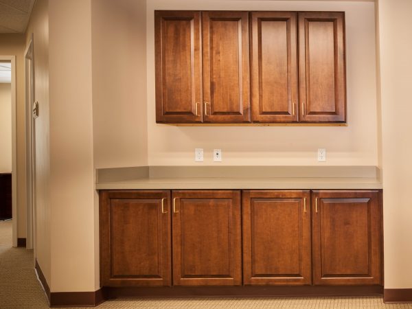 wooden cabinets in nursing center