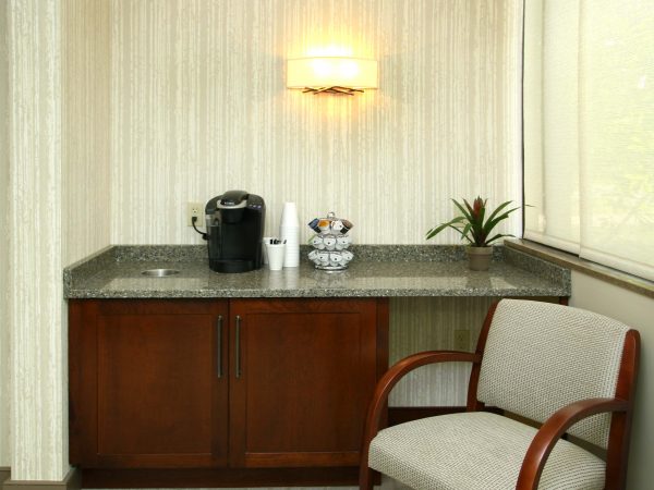 marble and granite countertop in waiting room