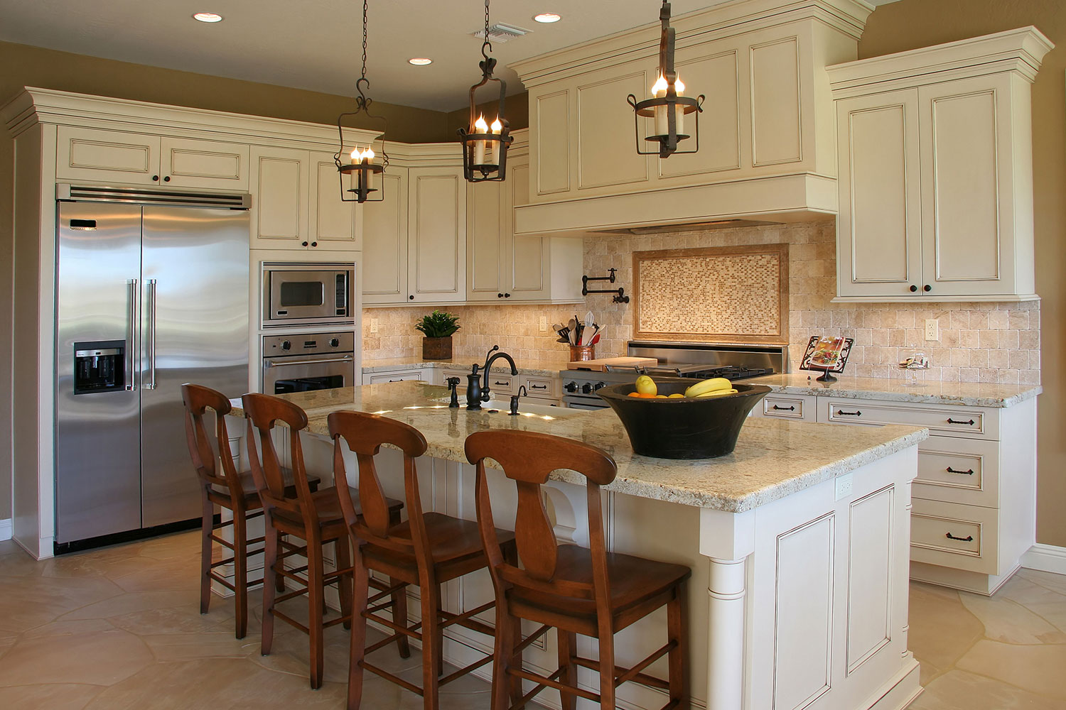 farmhouse kitchen cream cabinet no natural light