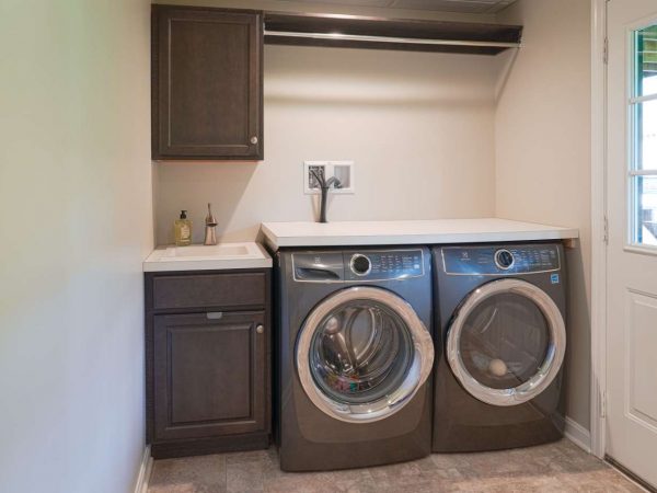 faux wood cabinets in laundry room