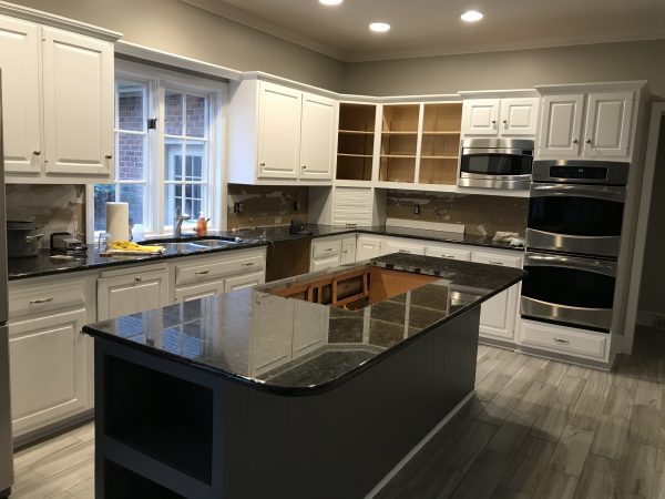 black marble kitchen island