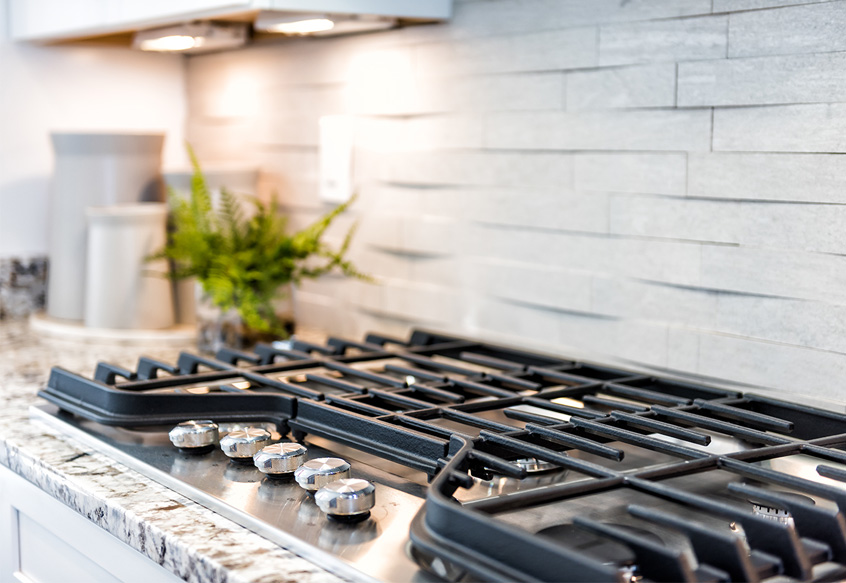 Modern gray kitchen backsplash