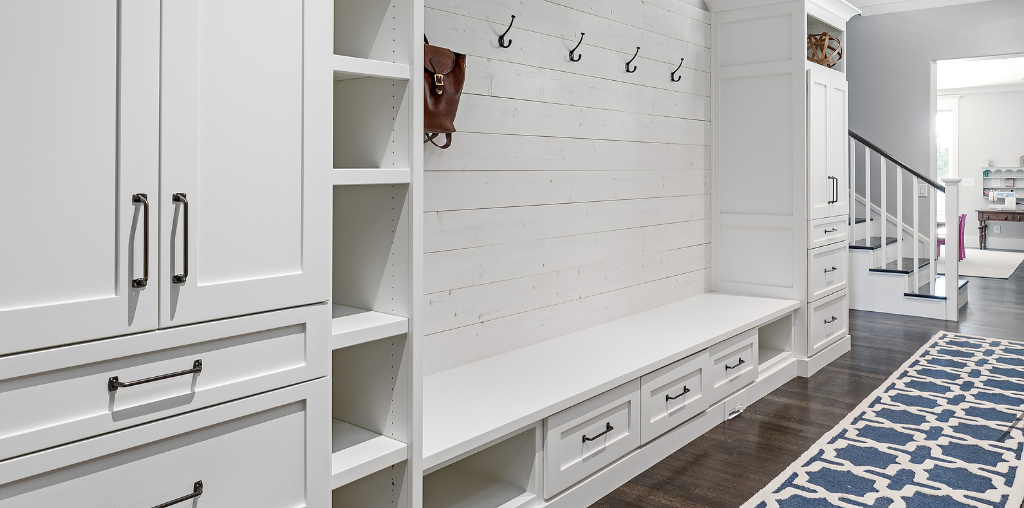 Mudroom storage bench custom built