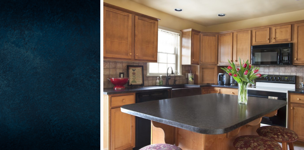 Blue granite countertop in Lancaster PA kitchen