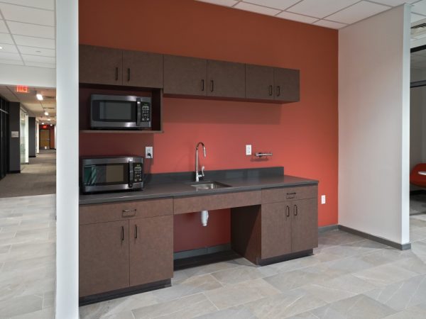 wooden kitchenette in office