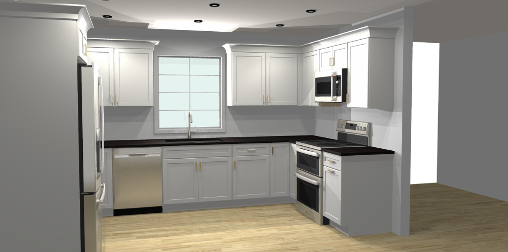 Rendering of kitchen cabinet designs