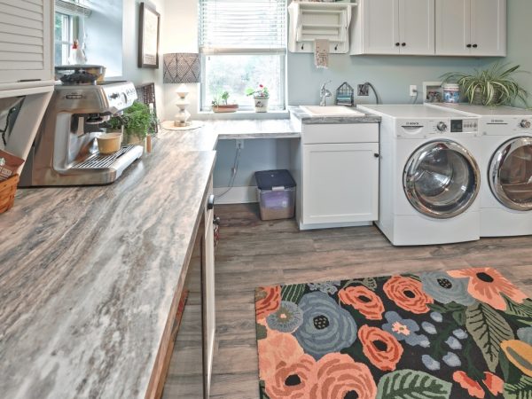 new white cabinets in laundry room