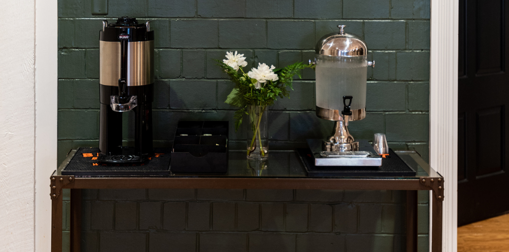 Coffee station in home's updated kitchen