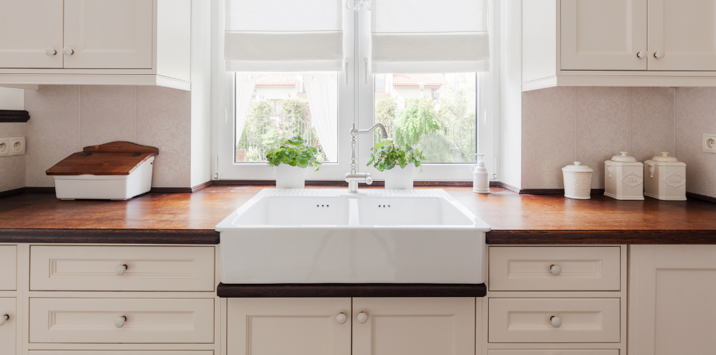 Wood countertops with large entertainer's sink