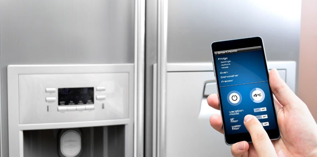 Smart fridge in modern kitchen