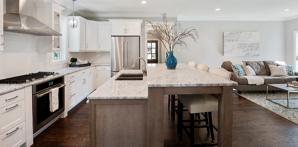 Kitchen island and bar for entertaining