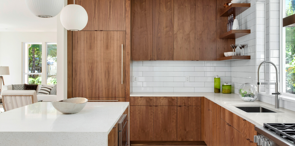 Modern wood cabinets in kitchen design