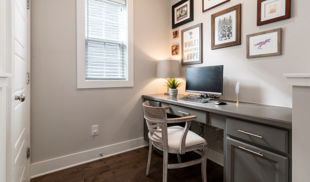 Small home office with custom desk