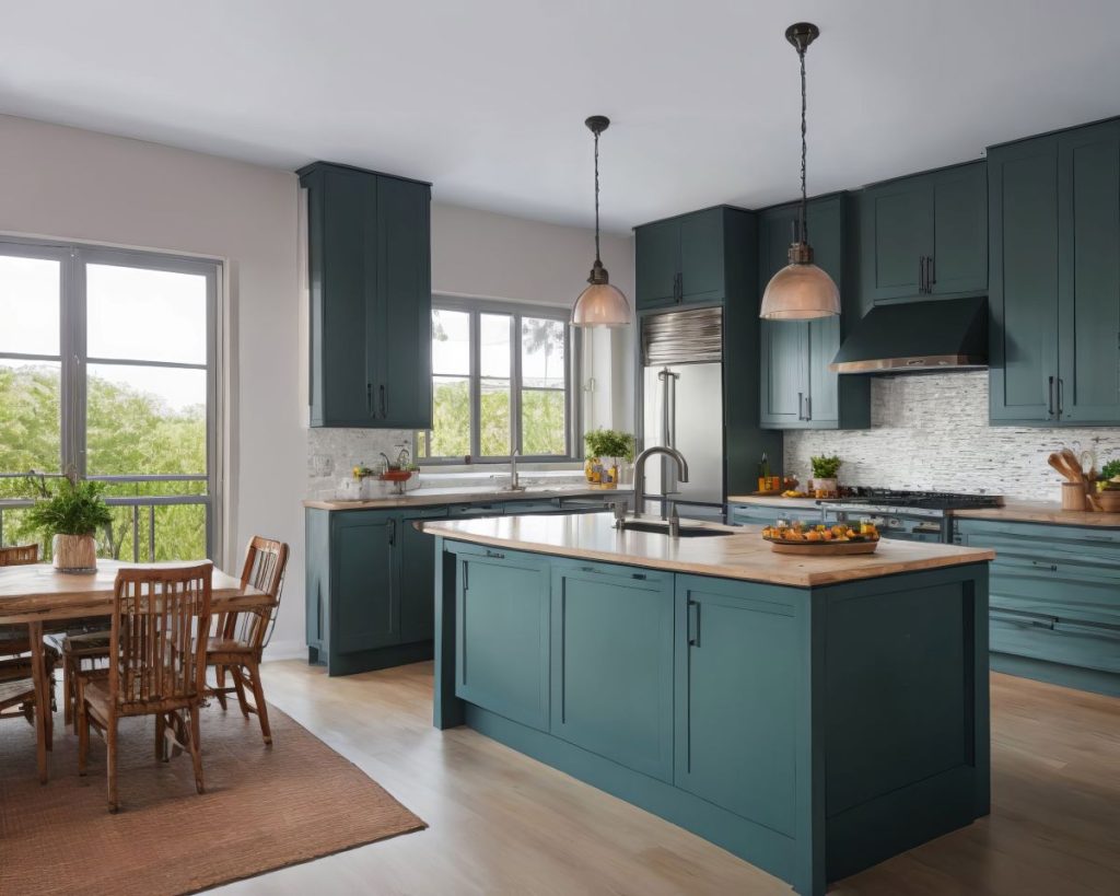 blue kitchen cabinets