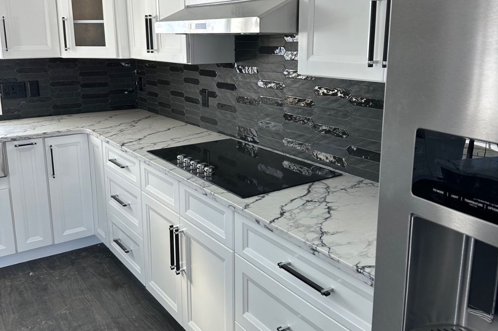 modern white semi custom kitchen cabinet project